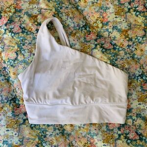 Athleta One-Shoulder White Longline Sports Bra